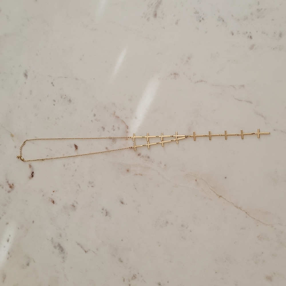 Gold Plated Long Cross Necklace